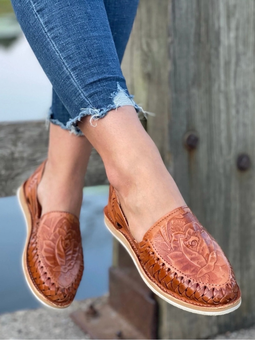ARTESANIAS MECHICA Huarache Loafers Mexican Boho Slip-Ons Moccasins Shoes Flats - Picture 4 of 11